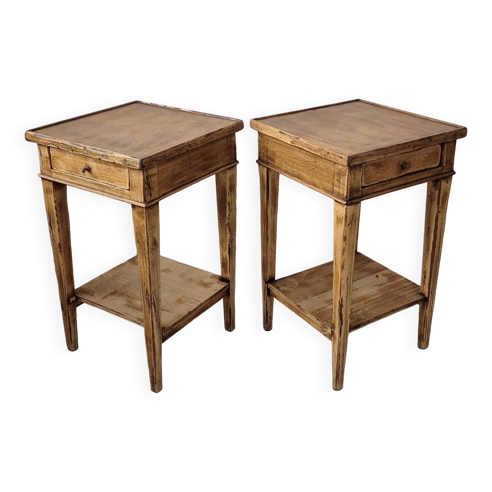 Pair of light wood bedside tables