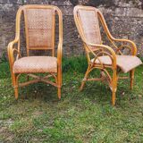 Pair of vintage rattan armchairs