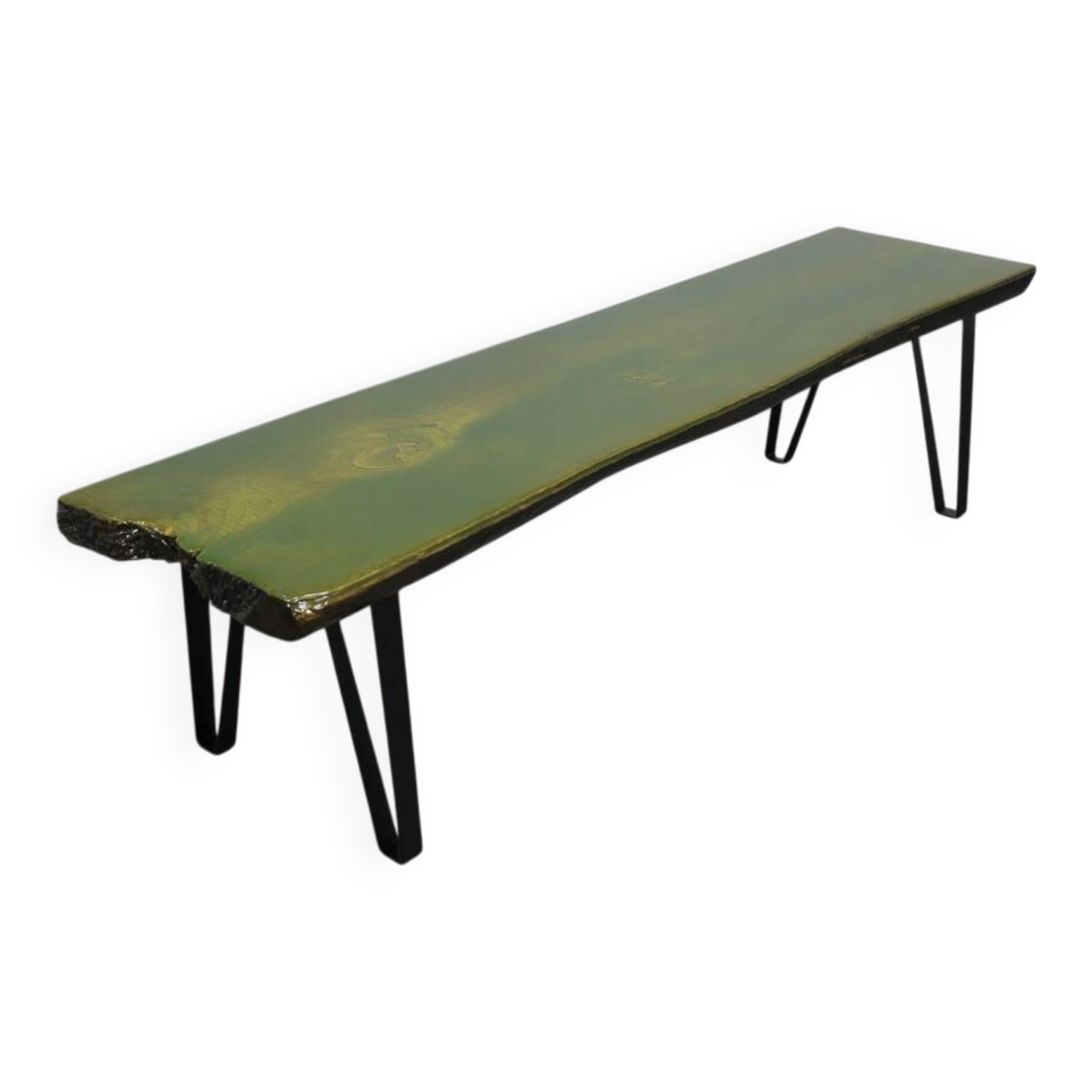 Unique Handmade Green Epoxy Fusion Bench, 1990s