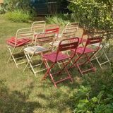 Set of folding metal chairs