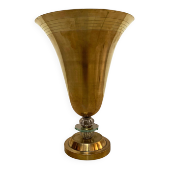 Art Deco Table Lamp, Brass and Glass, Paris, France, circa 1930