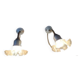 Pair of old wall lights, glass and iron tulip, 1920