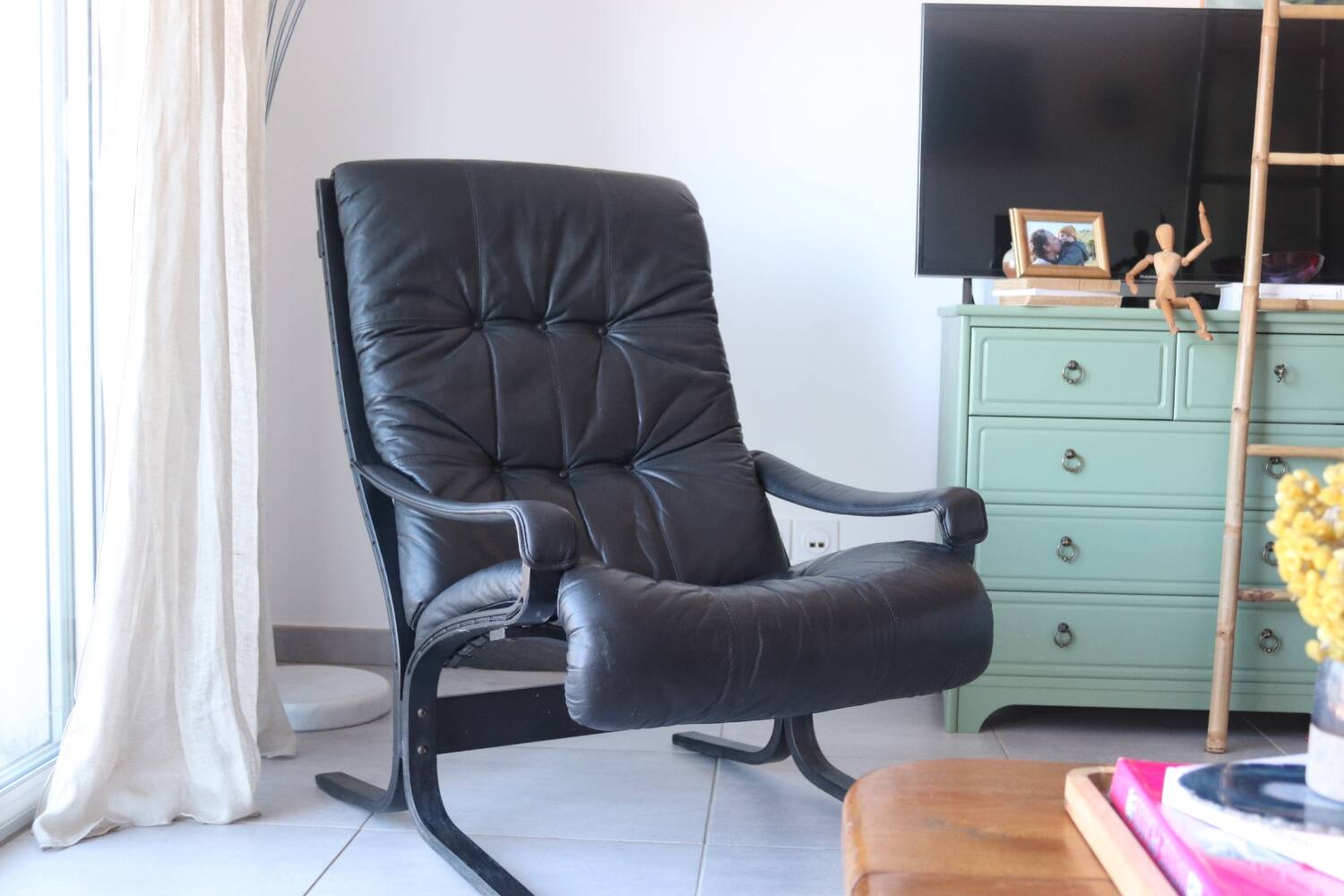 Siesta armchair Westnofa ingmar relling vintage black leather