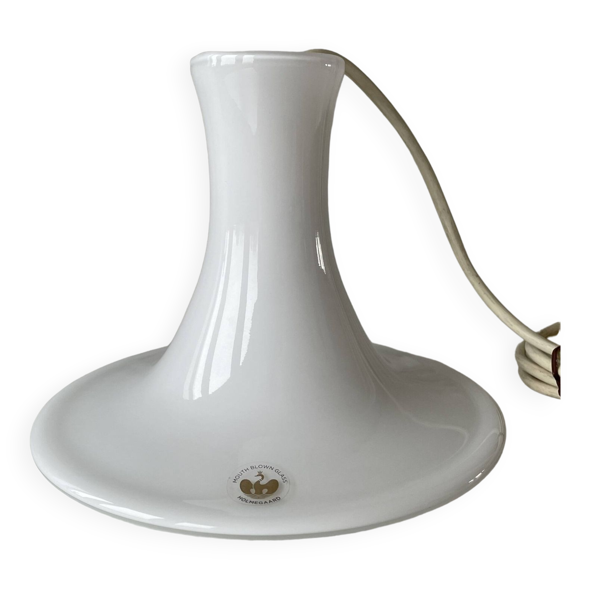 Vintage Scandinavian pendant light "Mandarin" in opaline by Michael Bang for Holmegaard, Denmark 1980s