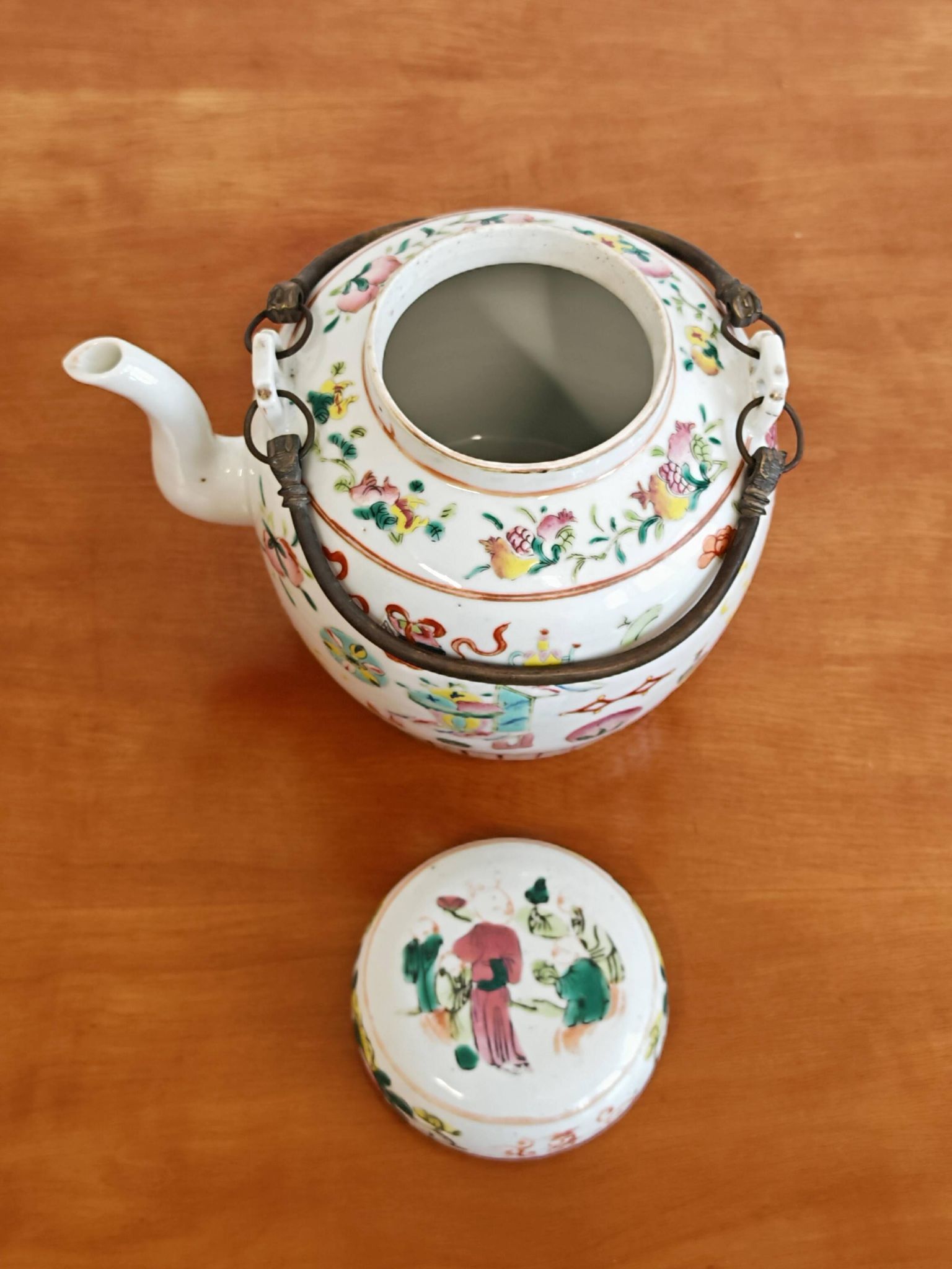 Antique porcelain teapot hand-painted, 1920s