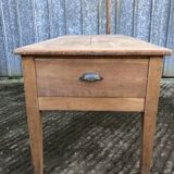 Antique solid cherry farmhouse table with 3 drawers and 1 pull out.