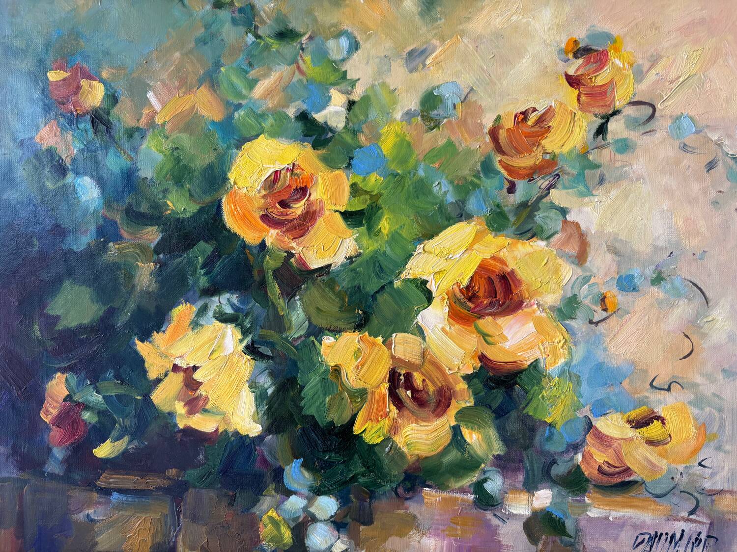 Oil on canvas "Autumn Light" signed Paumier