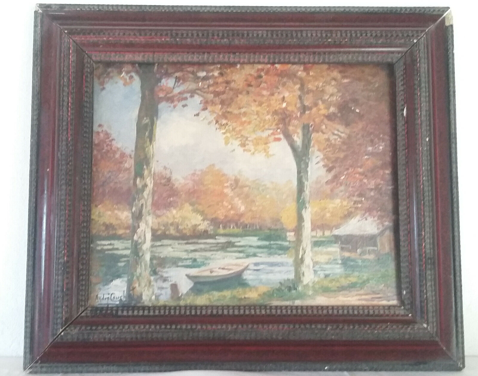 Oil on canvas signed André Couchet Autumn landscape