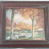 Oil on canvas signed André Couchet Autumn Landscape
