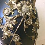 Large Art Nouveau vase in patinated and gilded metal period 1880 1900