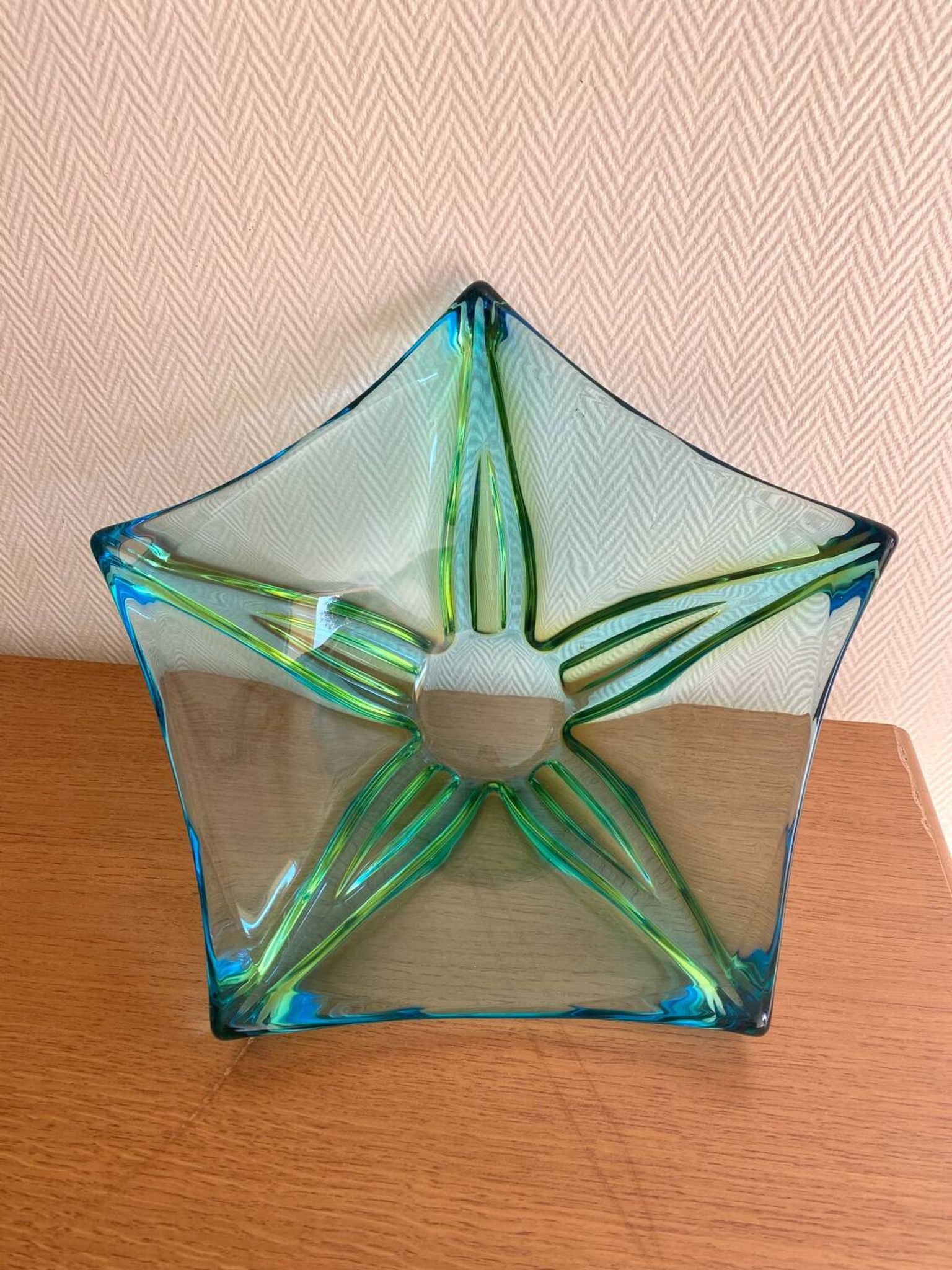 Large vintage blown glass decorative bowl
