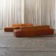 Paione modular sofa in brown leather, Claudio Salocchi, 1960s
