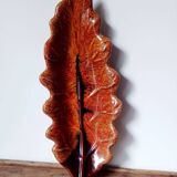 Magnificent leaf-shaped basket signed Vallauris