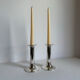 2 Elegant Vintage Mid Century Modern Silver Plated Candlestick Holders