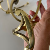 2 coat hooks with 4 branches in gilded brass