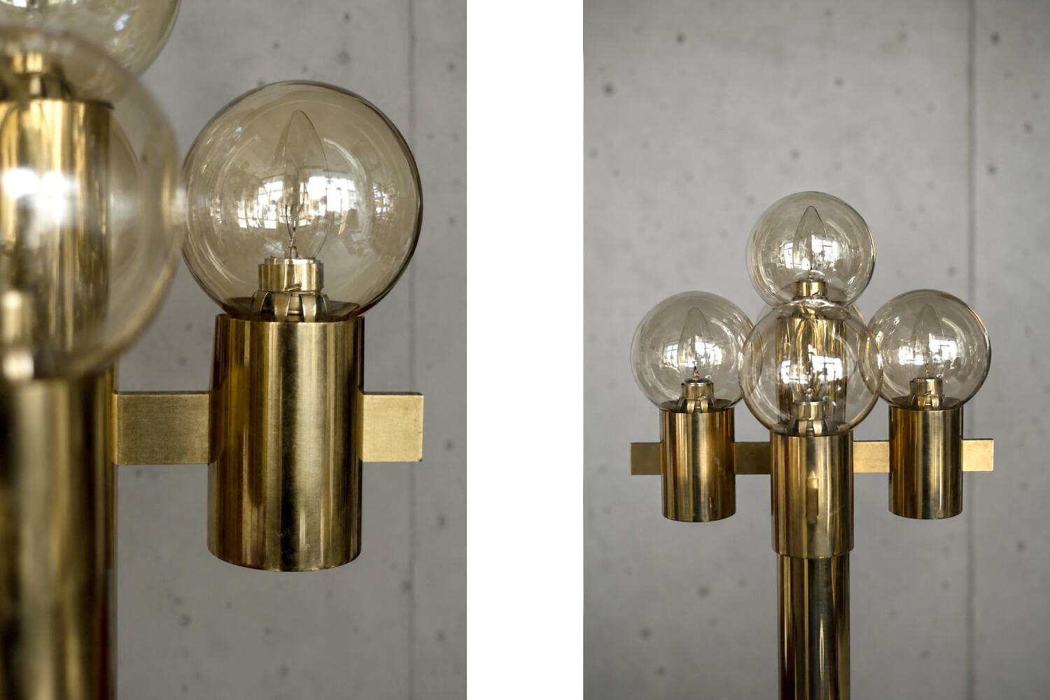 Vintage Mid-Century Scandinavian Modern Sculptural Gold Floor Lamp