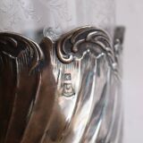 Antique glass bottle engraved and silver-plated metal – Gallia hallmark