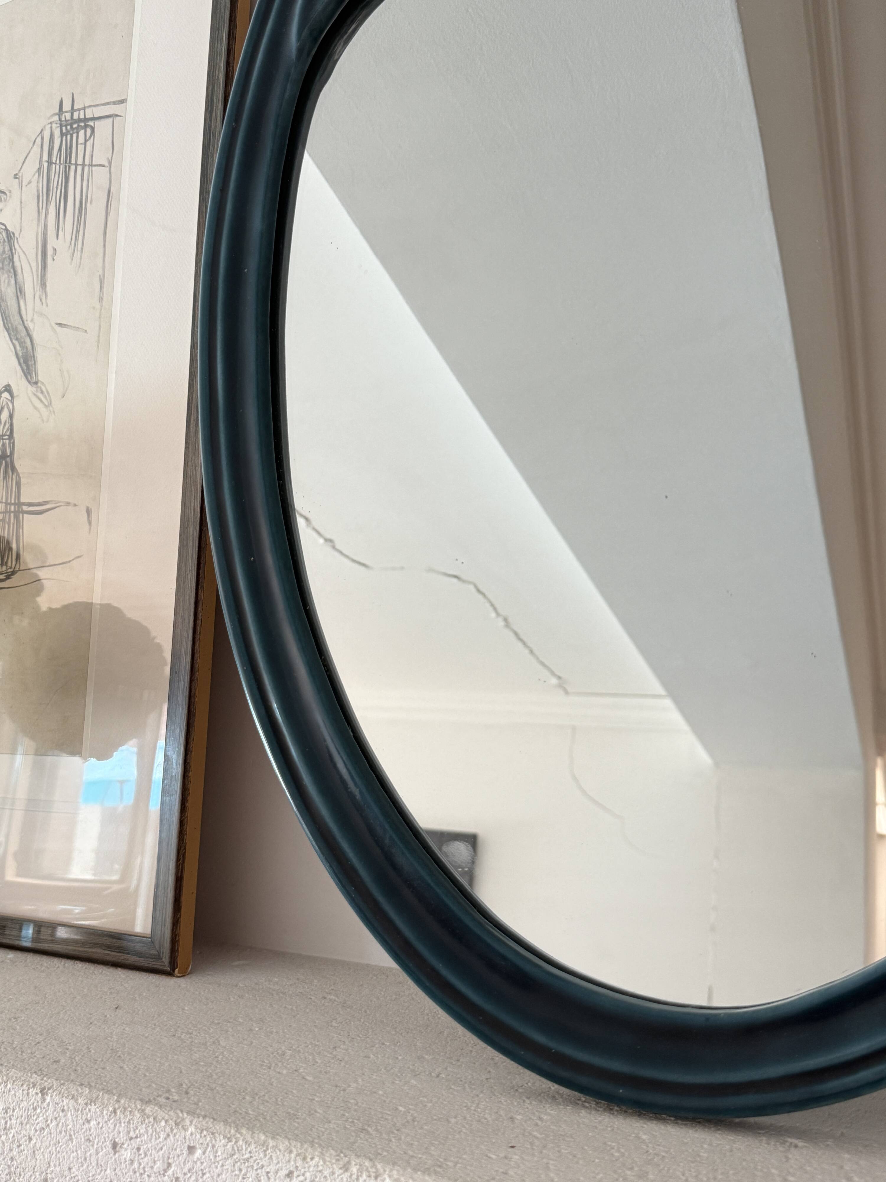 Art Nouveau style mirror in imperial green enamelled cast iron – Circa 1980