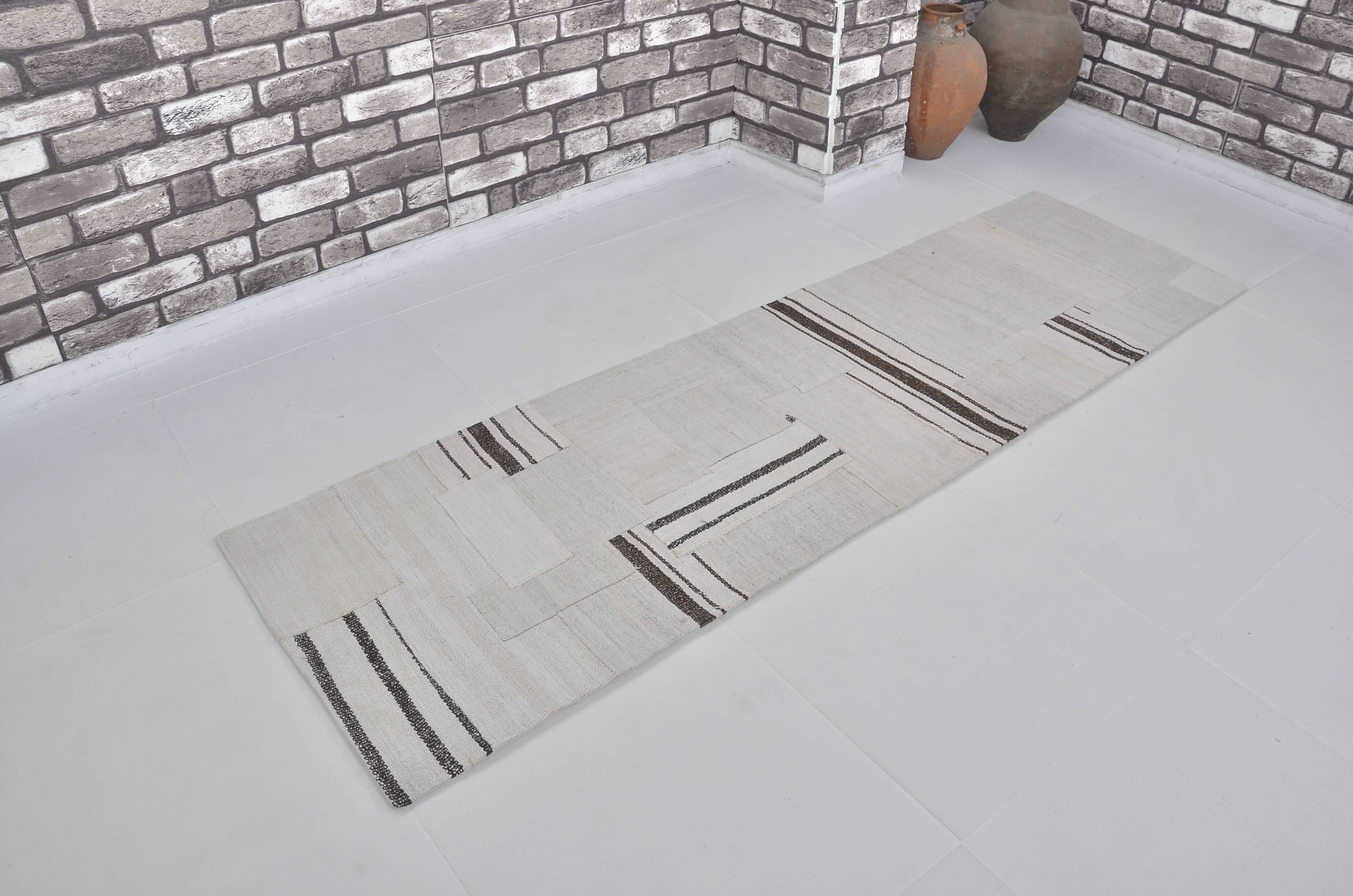 Decorative White And Black Hemp Kilim Rug sku 3803