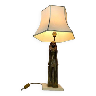 Lampe de table vintage en laiton pharaon regina fait main