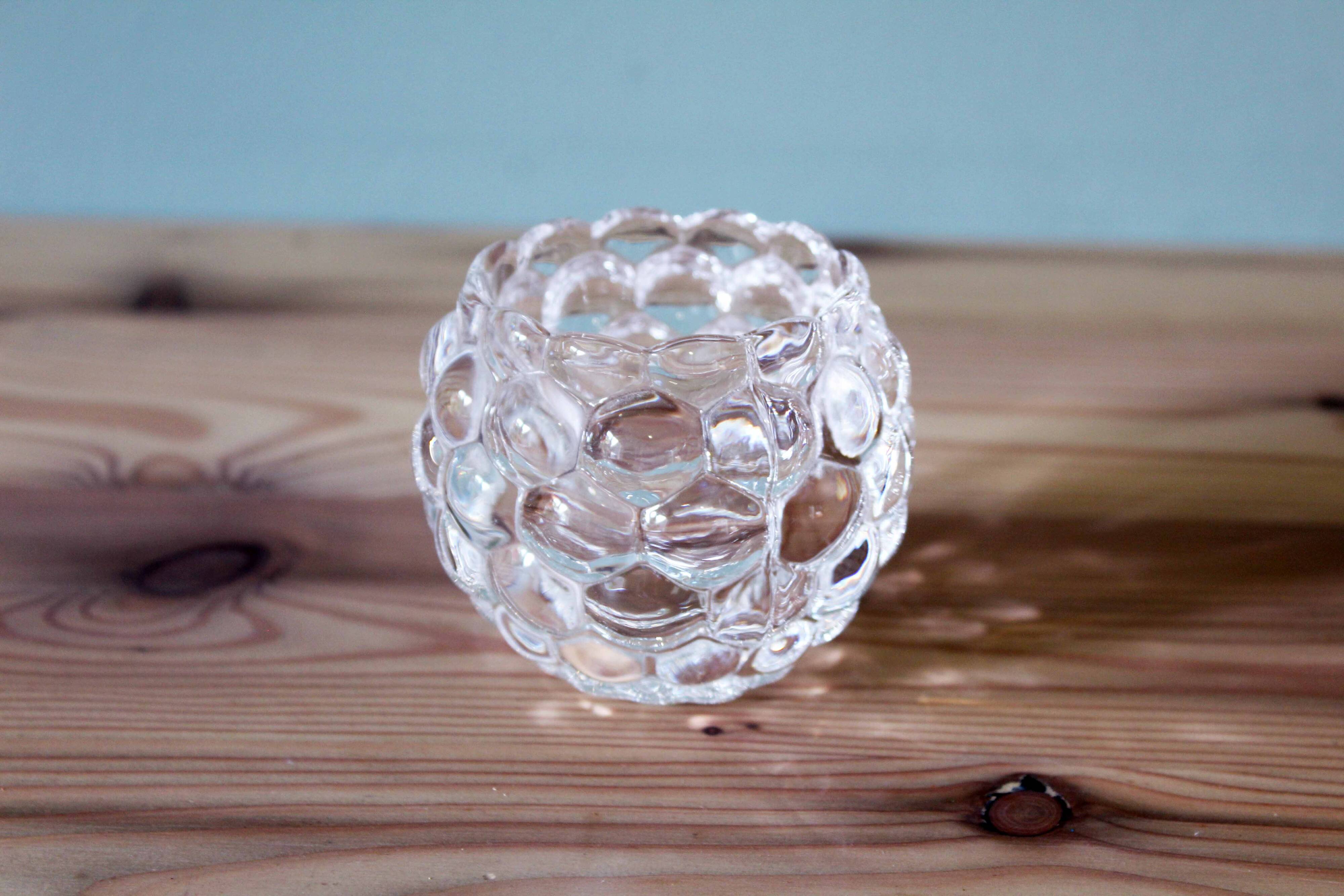 Raspberry-shaped glass tealight holder