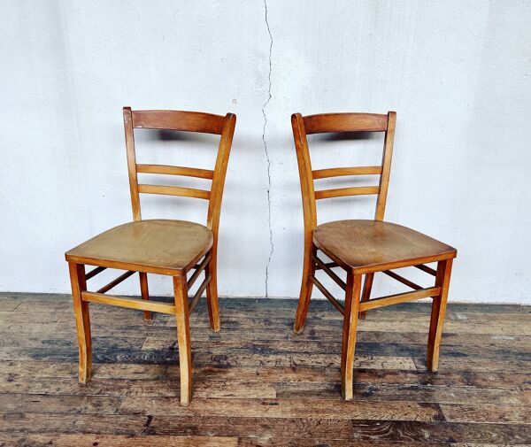 Paire de chaises bistrot en bois troquet Parisien