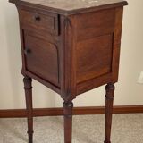 Antique bedside table in wood and marble