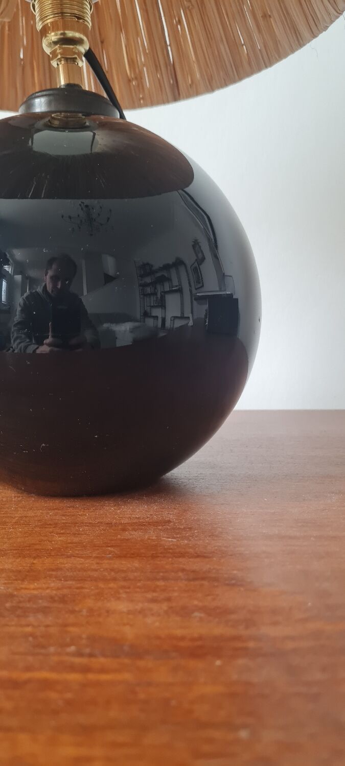 Black glass ball lamp art deco 1930