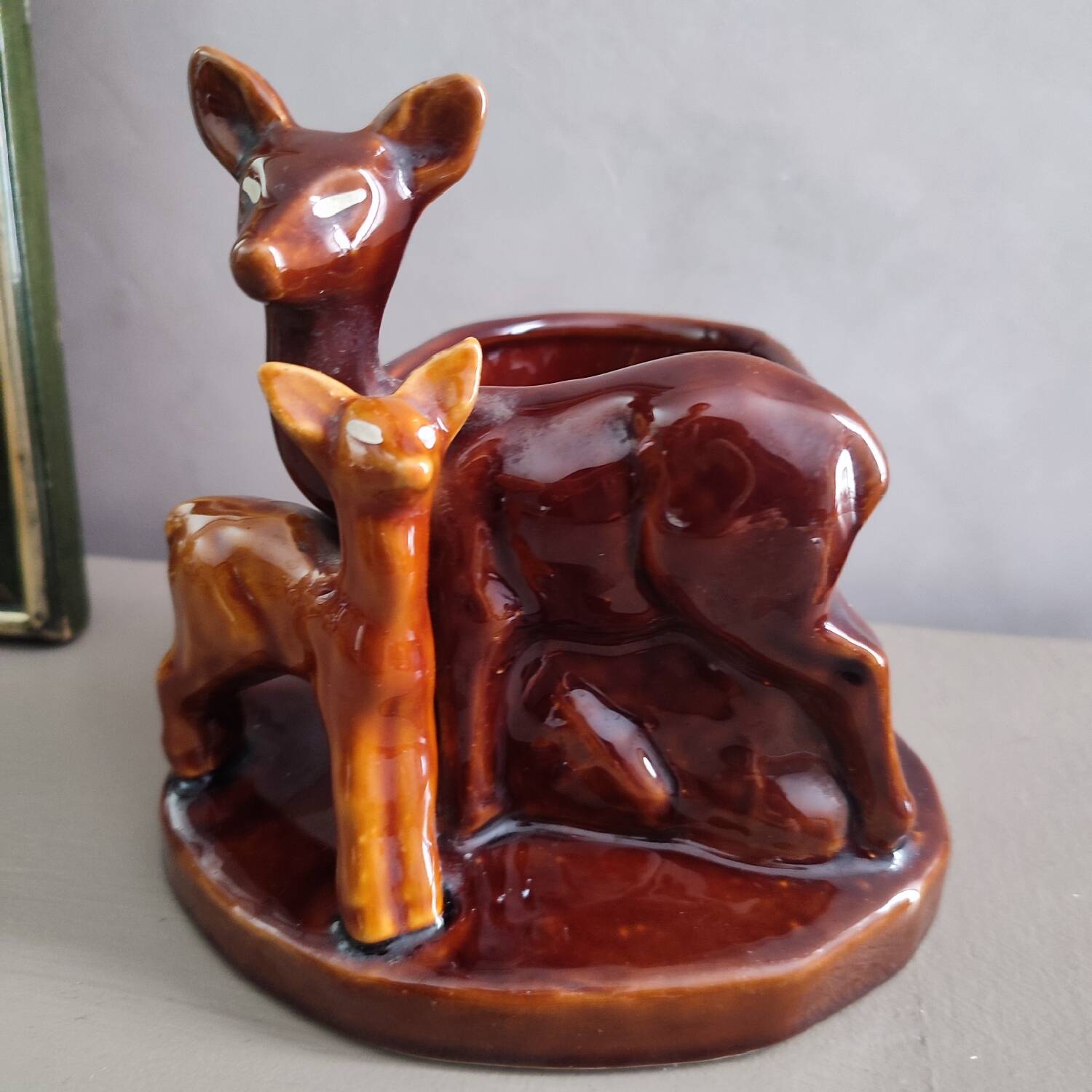 1950s earthenware pot in the shape of a fawn