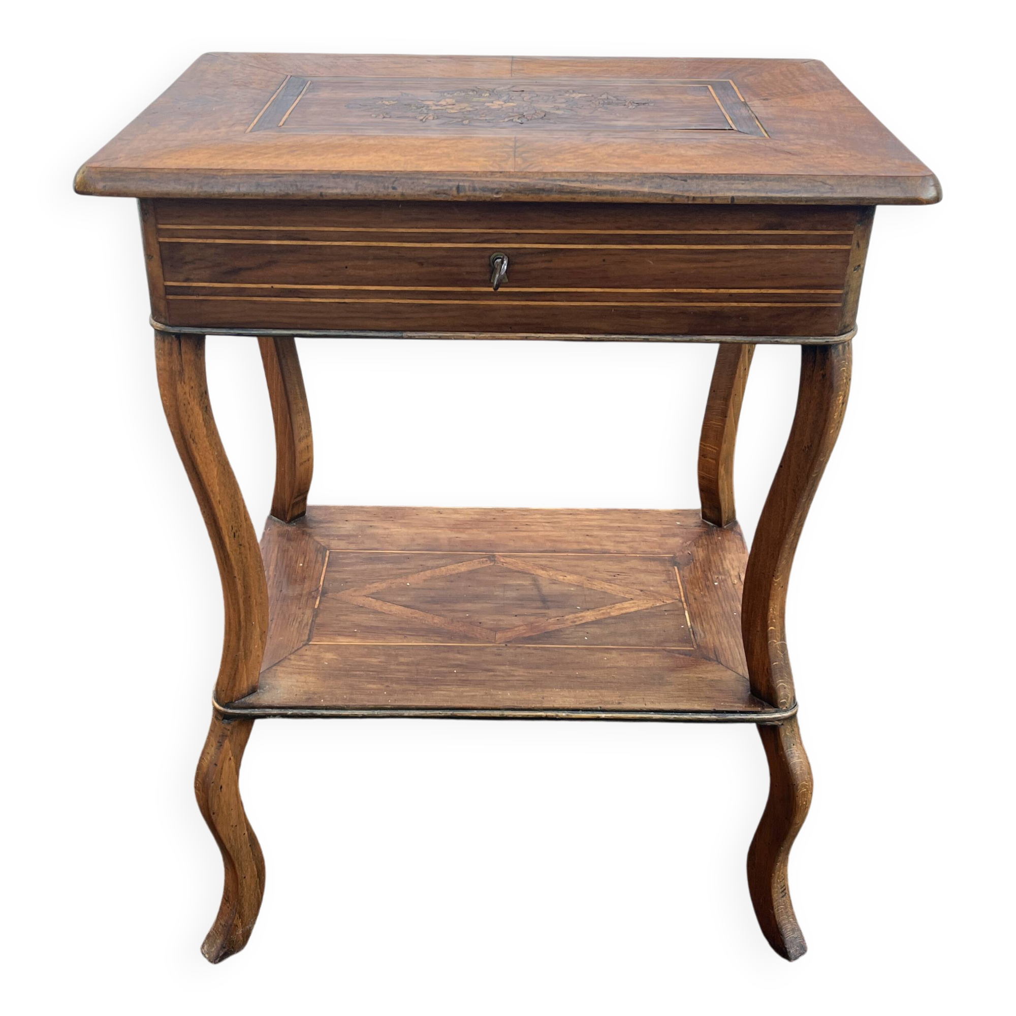 Inlaid work table with floral decoration – Louis XV style