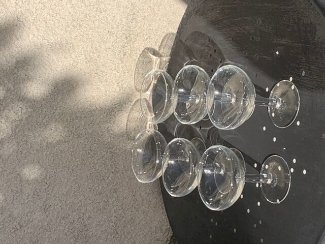 6 vintage transparent glass champagne glasses
