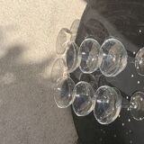 6 vintage transparent glass champagne glasses