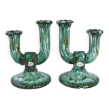 Pair of vintage Longwy candlesticks 1960