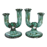 Pair of vintage Longwy candlesticks 1960