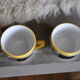 Series of 6 ceramic and stainless steel cups - 70s - Vintage
