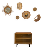 Vintage oak display cabinet from the 1960s.