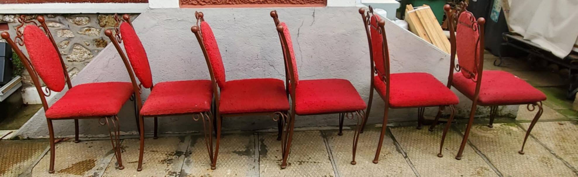 6 wrought iron chairs by Raymond Menos, Haiti