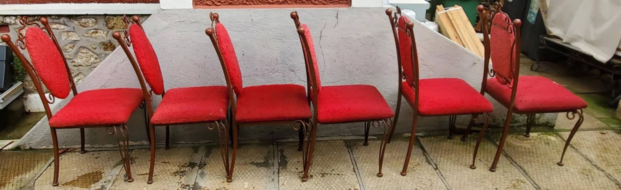 6 wrought iron chairs by Raymond Menos, Haiti