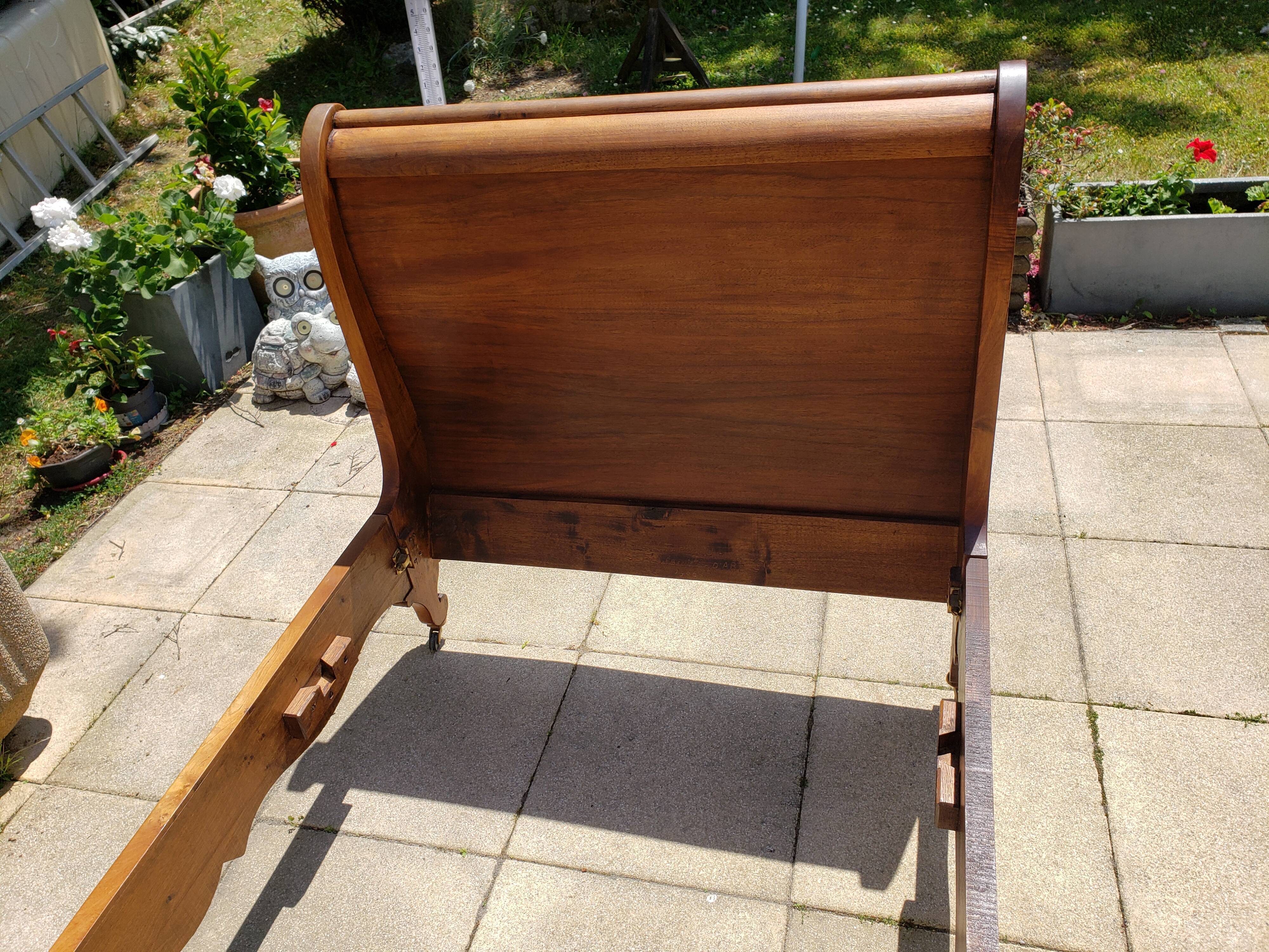 Louis-Phillipe style boat bed solid walnut