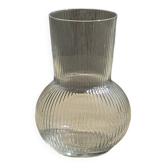 Ribbed glass ball vase