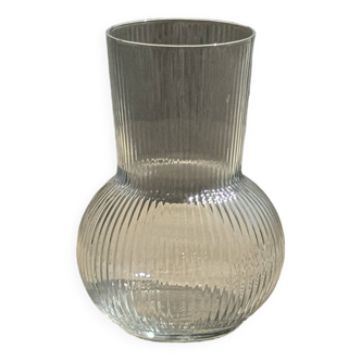 Ribbed glass ball vase