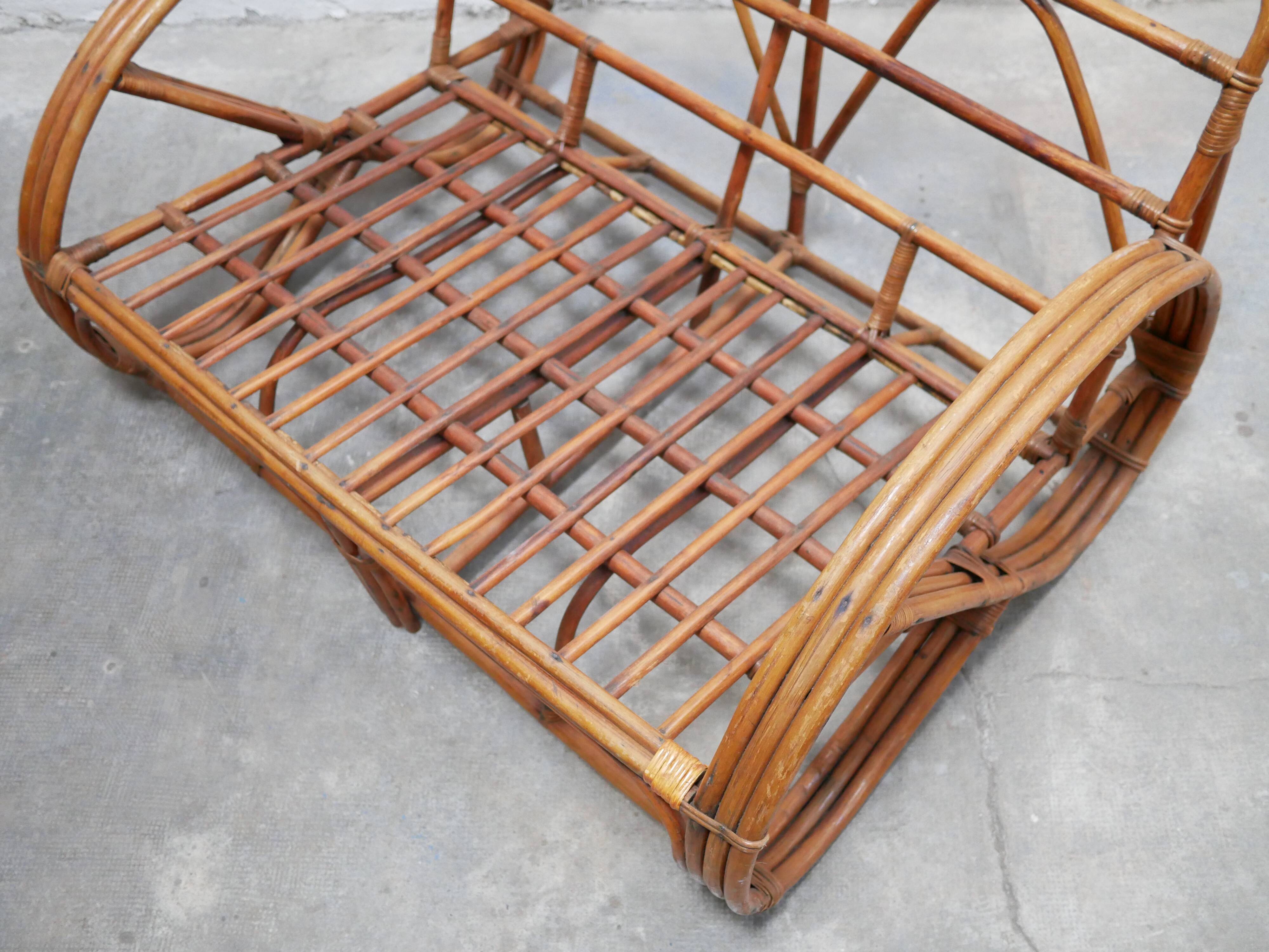 Canapé bretzel vintage en rotin