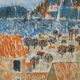 Guy Bardone: Night on the Orange Rooftops, original signed lithograph.