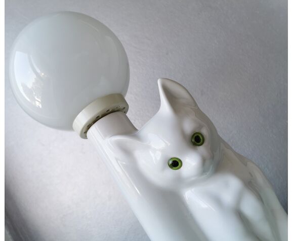 Lampe Chat En Ceramique Vintage Des Annees 80 Selency