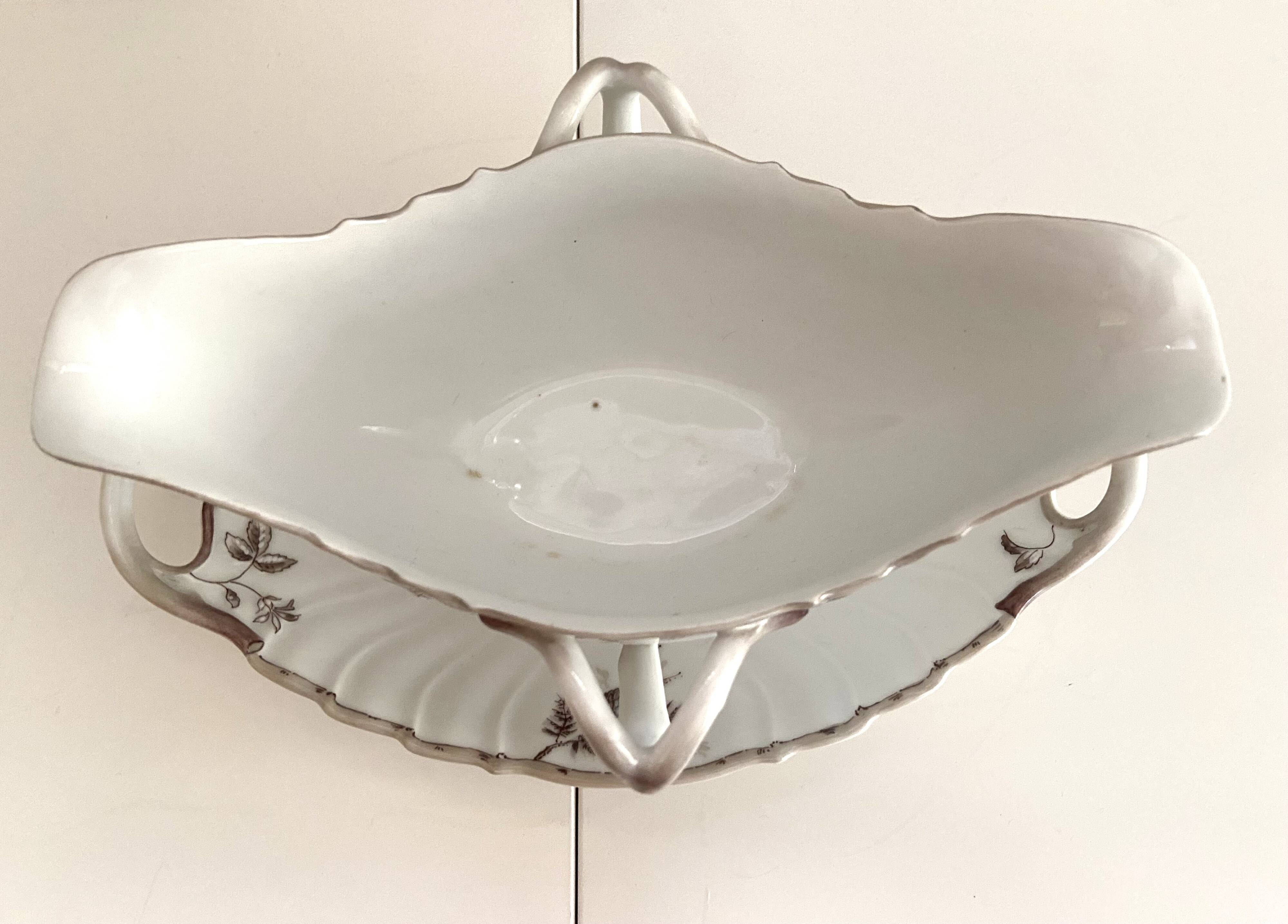 Antique Sauce Boat & Its Frame (Ravier) Fine Porcelain Louis XV Style