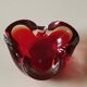 Murano Sommerso Ashtray/Vide Poche. Amber Iridescent Red Glass