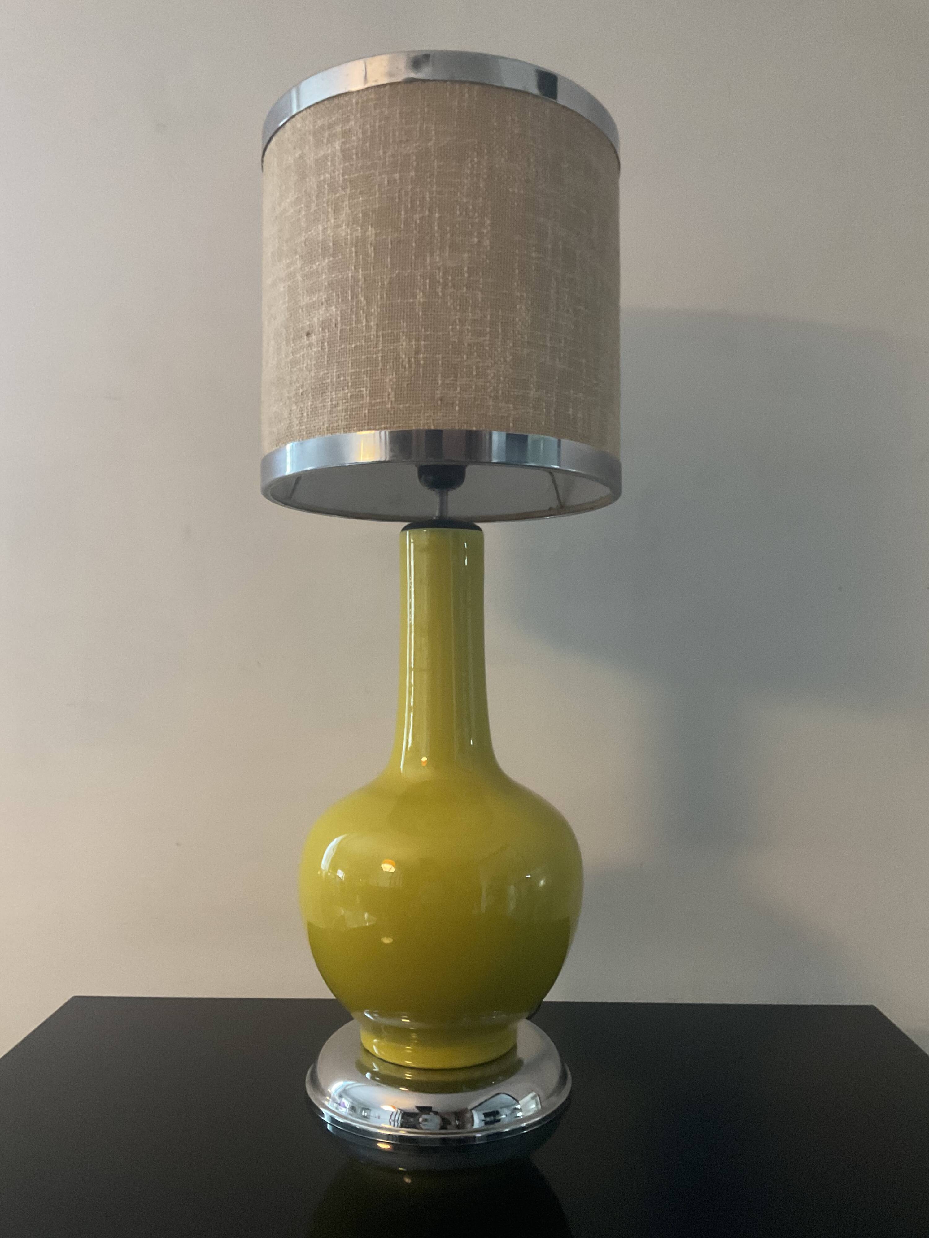 Vintage ceramic and chrome metal lamp from the 60s and 70s
