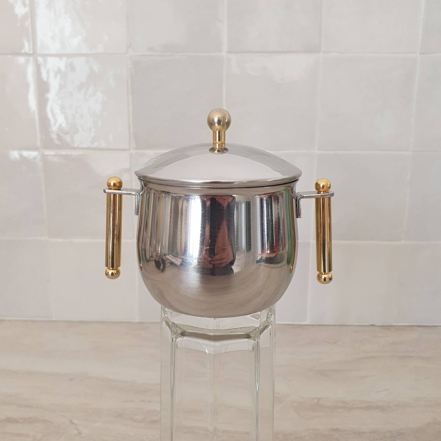 Stainless steel sugar bowl GA 18/10 made in Italy