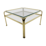 Table basse, laiton & verre, Mauro Lipparini  1970's, italie