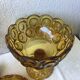 Bonbonnière à compote en verre moulé ambré l.e. moon & stars, piédestal